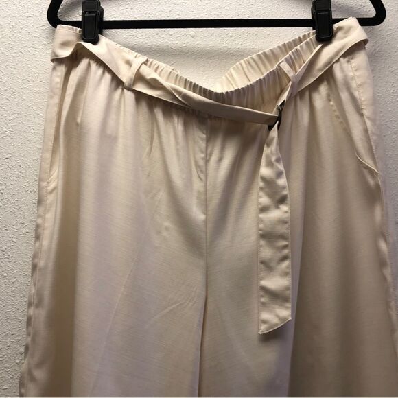 SOFT SURROUNDINGS Tencel Capri Wide leg Pants, Cream Front tie belt, Sz Large - Picture 11 of 11